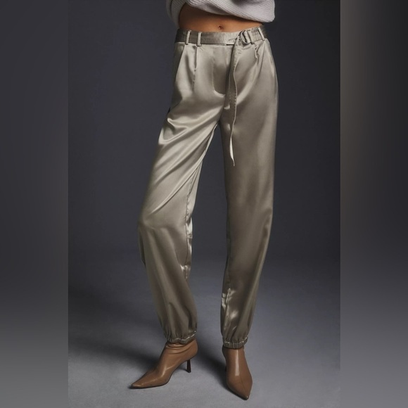 Maeve Metallic Satin Parachute Trousers, Size 6 - Picture 2 of 12